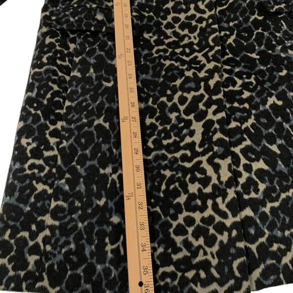 Ann Taylor LOFT Coat Women's Sz XL Mid Length Cheetah Animal Print Black Goth - Picture 7 of 15